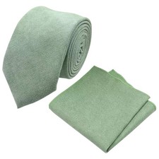 Harrison: Sage Green Cotton Blend Tie and Pocket Square Set