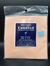 MCG Textiles Cross Stitch Fabric AIDA 14 Count 12"x 18" CottonUSA NEW Peach