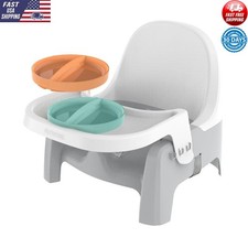 Portable Baby Feeding Seat Adjustable Tray Easy Clean Learn-To-Dine W/ Plates