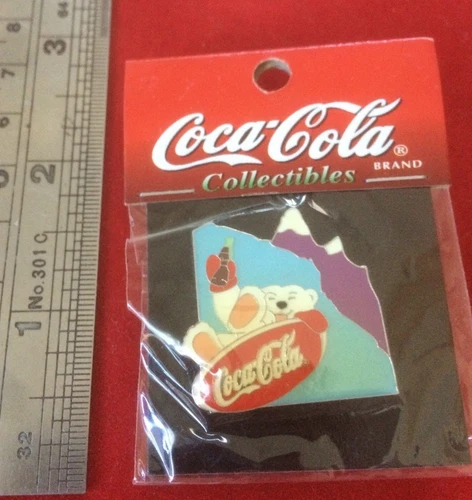 Coca-Cola Polar Bear Snowboarding Coke Enamel Vintage Pin - New in Package