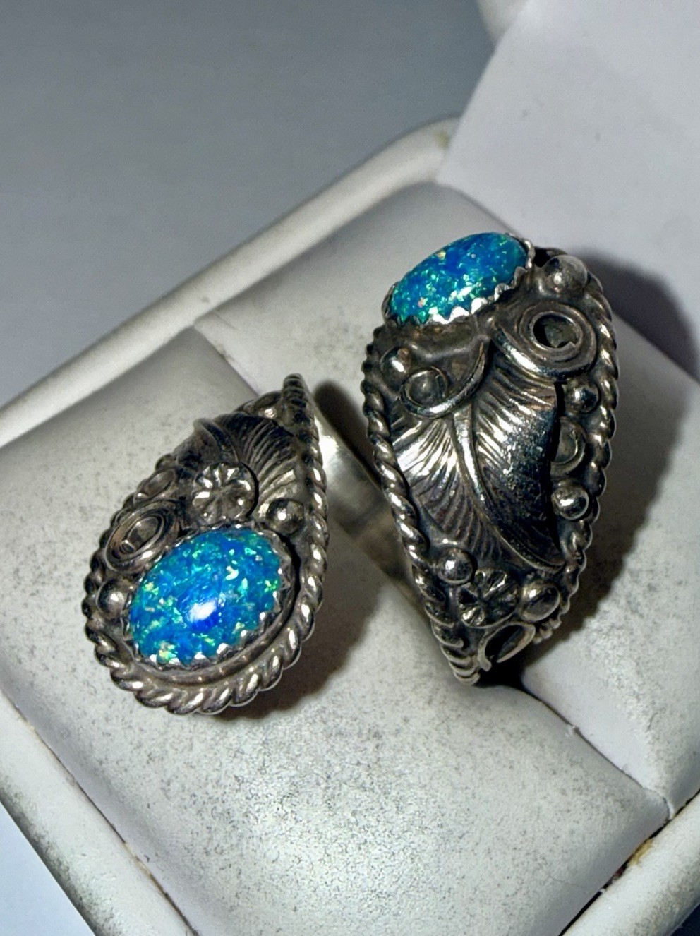 Native American Solid Sterling Silver Boulder Opa… - image 3