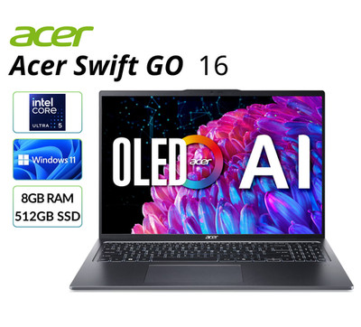 Acer Swift Go 16 Laptop 16'' OLED Intel Core Ultra 5 125H 8GB RAM 512GB SSD