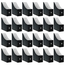 24 Pack Black Cardboard Magazine Holder, Sturdy Book Bins for Classroom Libra...