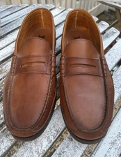 Mephisto Spinnaker Beefroll Penny Loafers Genuine Brown Leather Men's 13 Shoes