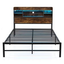 Double Size Bed Frame with Adjustable Brightness & Speed
