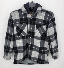Freedom Foundry Jacket Boys Youth Medium 10/12 Fleece Sherpa Black Plaid Hooded