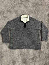 Orvis Men Size XXL Sherpa Lined 1/4 Quarter Zip Pullover Sweater Fleece Gray
