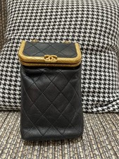Chanel Kiss Lock Phone Case Chain Bag Black Leather Gold Hardware [Duties Paid]