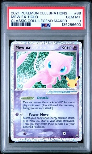 2021 POKEMON CELEBRATIONS CLASSIC COLLECTION LEGEND MAKER MEW EX #88/92 PSA 10