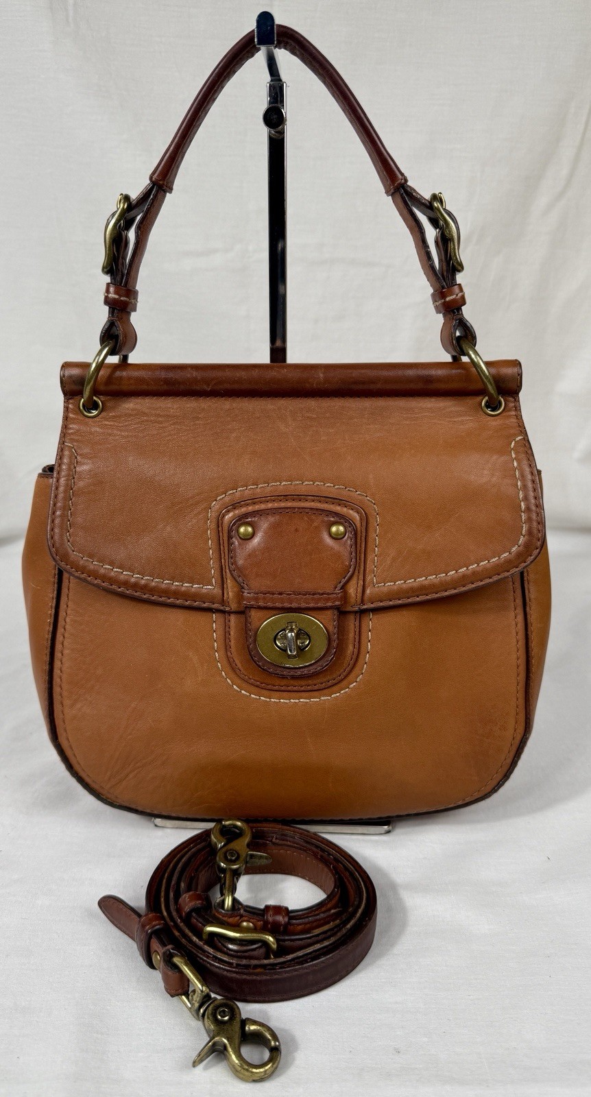 Vintage Coach Cognac Brown Willis 70th Anniversary Limited Edition Leather Crossbody Bag