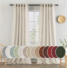MIULEE Beige Linen Curtains 108 Inches Long 2 Panels for Bedroom Living Room