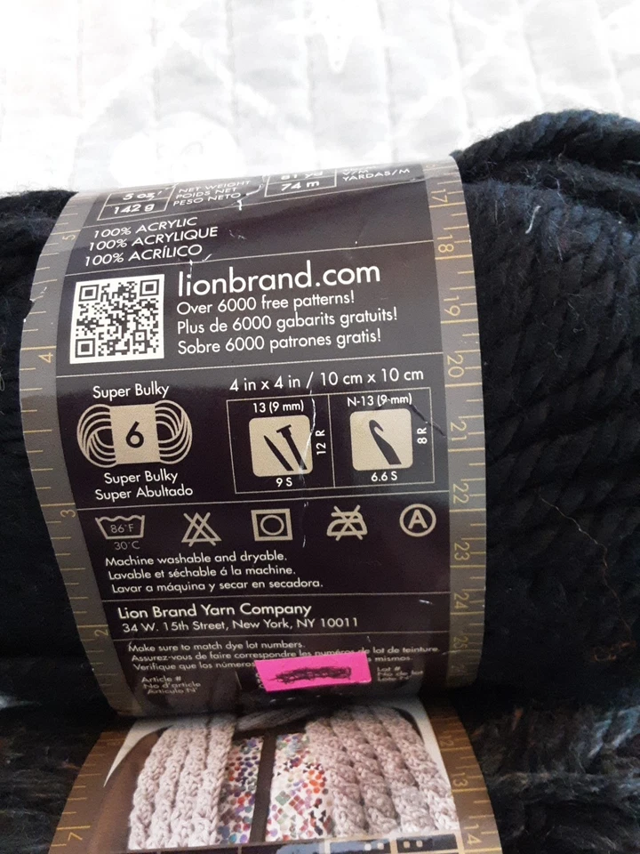 LionBrand Hometown USA Yarn Lot Of 3 Skeins-1 Black5oz 81yd-2 Cambridge Tweed4oz - Image 4 of 4