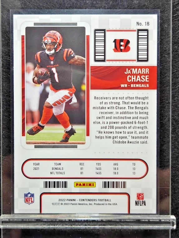 JaMarr Chase (RC) Cincinnati Bengals 2022 Panini Contenders #18 Season Ticket - Image 2 of 2