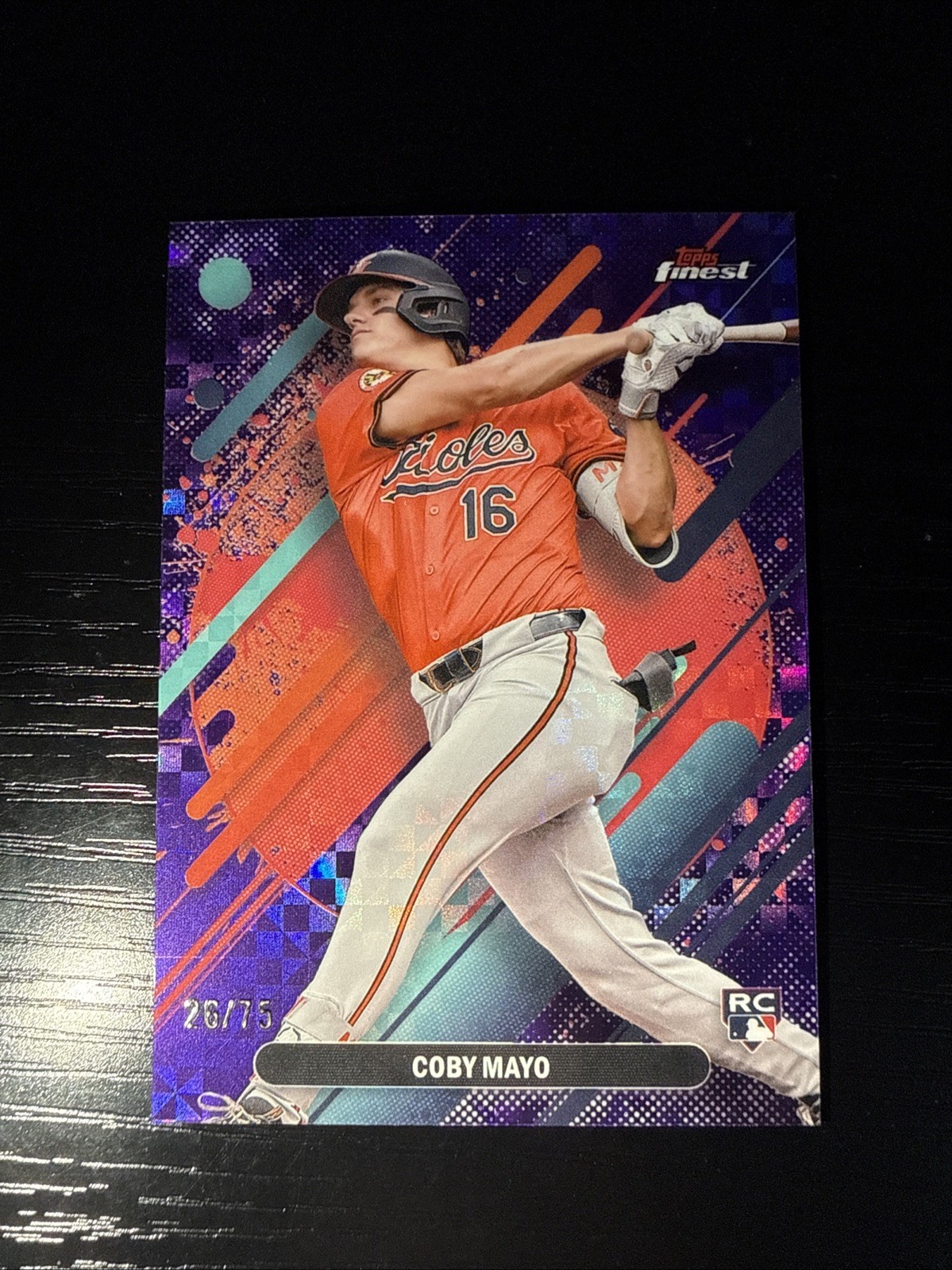 2025 Topps Finest Coby Mayo Purple Xfractor Rare /75 (RC) #255 Orioles