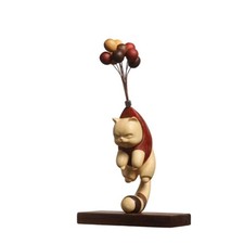 Katzenfigur Aus Holz, Tischskulptur Mit Sockel, F&uuml;r Kunstsammler, Wohnzimmer,