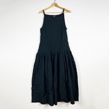 NEW J. Crew Pintuck Mixy Cotton Poplin Sleeveless Tank Midi Dress Black Large