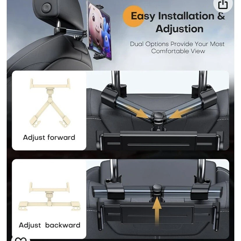 Car Headrest Tablet Holder Extendable Back Seat Mount For 4.7-13" iPad Galaxy - Image 4 of 4