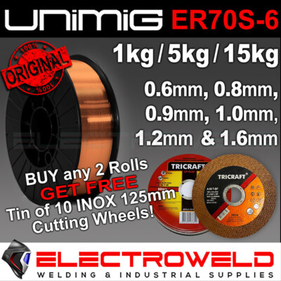 15Kg X UNIMIG ER70S-6 MIG Welding Wire Mild Steel 0.6Mm 0.8Mm Gas Shielded Spool