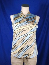 Jamie Sadock Sleeveless Polo Shirt Tank Blue Beige Women's Medium