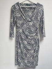 Lauren Ralph Lauren Womens Long Sleeve Wrap Mini Dress Sz 8 Gray White Geometric
