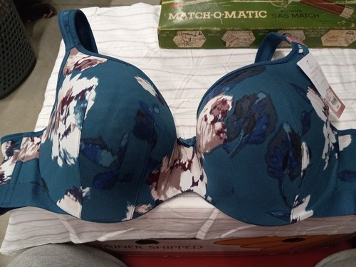Brand New Teal Blue Flowered Cacique Balconette Bra Underwire 46C 46 C - 第 1/6 張圖片