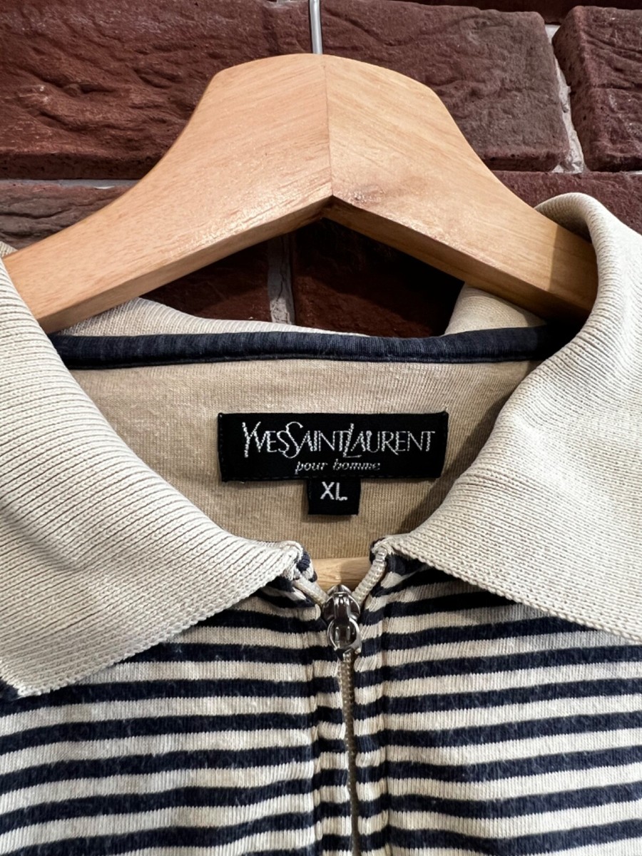 Vintage YSL 1/4 Zip Yves Saint Laurent Polo Tshirt Hype XL