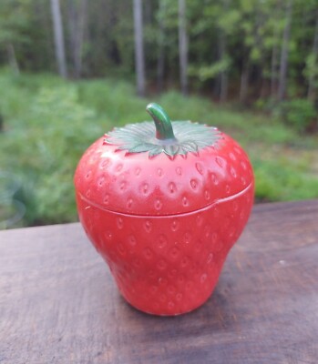 Vintage Hazel Atlas Strawberry Lidded Jam Jar Milk Glass