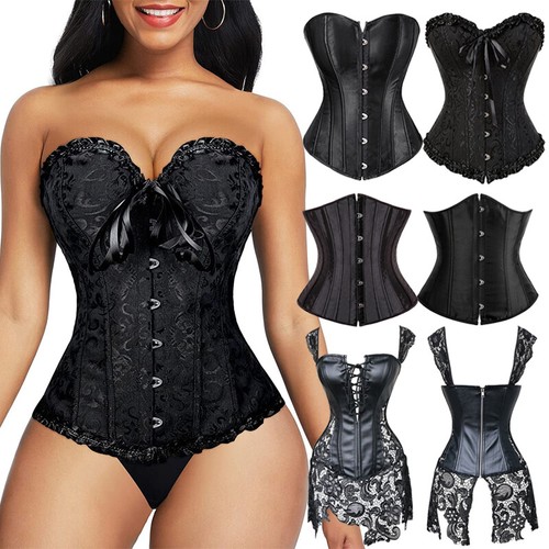 Damen Korsett Mit Rock - Brokat Corsage Übergröße | Gothic Karneval Kostüm Mit Unterbrust Schnürung