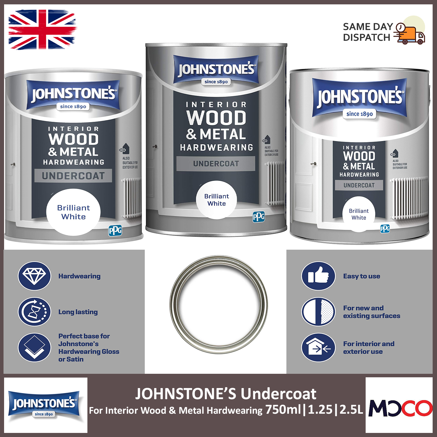 Johnstones Undercoat Paint Interior Exterior Wood Metal Surface