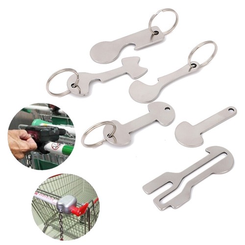 Stainless Steel Key Ring Shopping Cart Trolley Tokens Keyring Coin ...