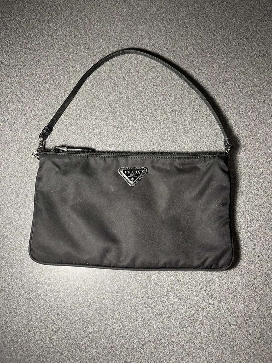 PRADA VELA NYLON MINI CLUTCH NERO