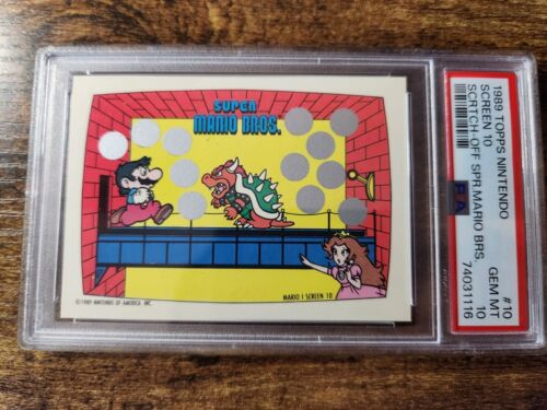 1989 Topps Nintendo Super Mario Brothers Scratch-Off PSA 10 Gem Mint #Screen 10 - Afbeelding 1 van 6