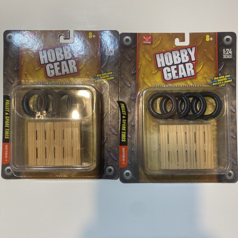 2 PALLET & TIRES 1:24 Scale Diecast GARAGE Diorama ACCESSORY HOBBY GEAR PHOENIX