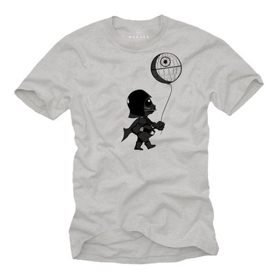 Cooles Death Star Nerd Herren T-Shirt mit Baby Vader - Männer Banksy Art Shirt
