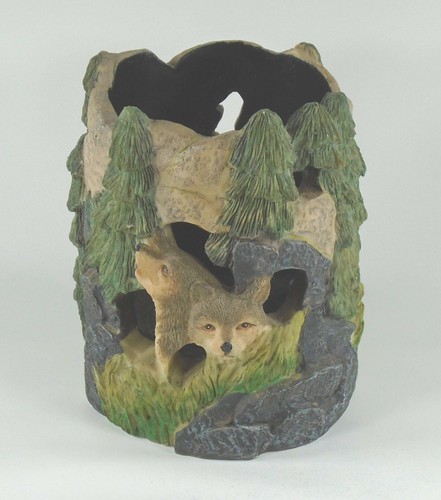 3D resin round WOLF CANDLE HOLDER wolves forest figurine tealight votive pillar - Picture 1 of 6