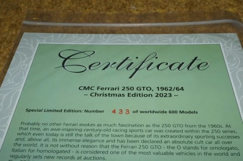1/18 CMC Ferrari 1962 Ferrari 250 GTO Black Christmas Edition L/E 600 M-259 BNIB - Picture 18 of 20