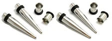 2 Pairs 1/2" 12mm 9/16" 14mm Steel Ear Stretching Kit Tapers Tunnels gauges plug