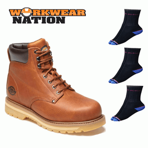 Mens Dickies Welton Lace Leather bota Non safety, Talla 6-12, Tan FREE SOCKS Mens Dickies Welton Lace Leather bota Non safety, Talla 6-12, Tan FREE SOCKS