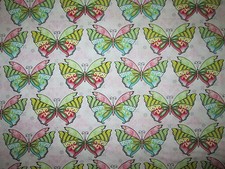 Butterfly Rows Butterflies Pinks Greens Teals Cotton Fabric BTHY