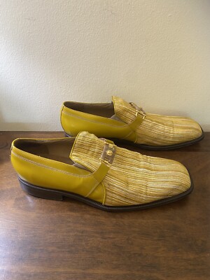 Emilio Franco Mens 14 Dress Shoes Gold/White Stripe GOLD Lion Head Horse  Bit D | eBay