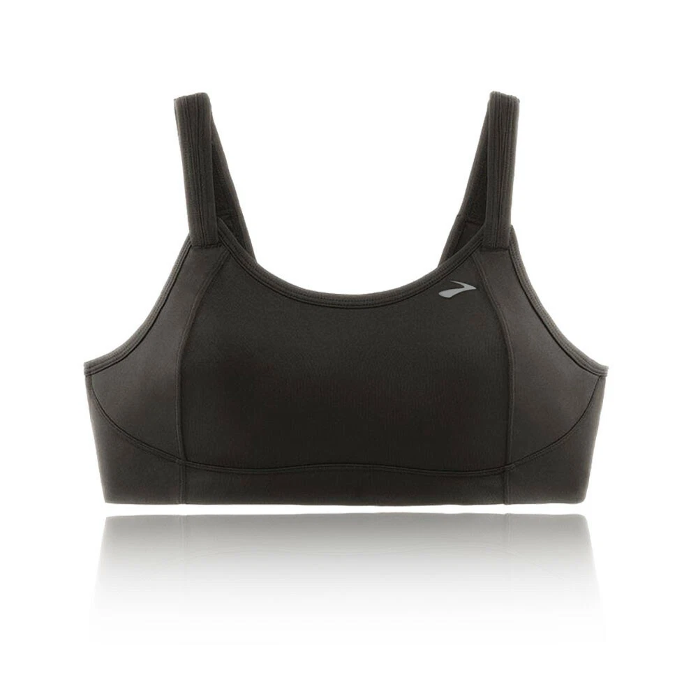 Brooks Womens Fiona Sports Support Bra Top Black Gym Breathable Lightweight