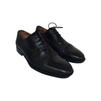 Magnanni Oxford Dress Shoes Mens Size 10 Black Leather Cap  display picture 3