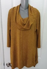 Nygard womans polyester Gold cowl neck long flowing top M