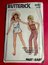 UNCUT Butterick 3122 Girls Jumpsuit Jumper Sewing Pattern Medium 8-10 Vintage