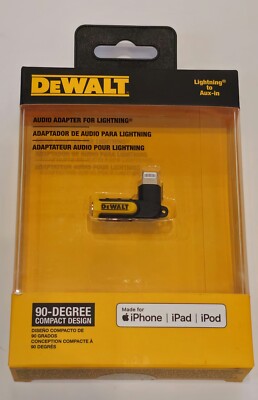 Brand New DEWALT 90 Degree 3.5 MM Adapter For iPhone, iPad, iPod