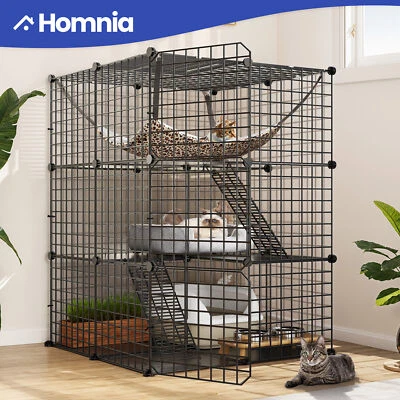 HOMNIA 3 Tier 28" x 41" Cat Cage / Rabbit Hutch / Ferret Playpen w FREE Hammock
