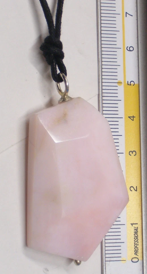 Ciondolo in ARGENTO 925 con OPALE ROSA naturale e girocollo - pietra dura - - Immagine 2 di 3