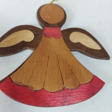 Vintage Wooden Angel Cutout Christmas Ornament Handmade Primative Rustic 3.50"