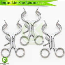3 Pcs Dental Molt Gag Implant Prop Mouth Opener Thumb Ratchet Adult / Pediatric