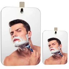 2-Pack Fogless Shower Mirror, Includes 2 Adhesive Hooks, Anti-Fog Frameless W...